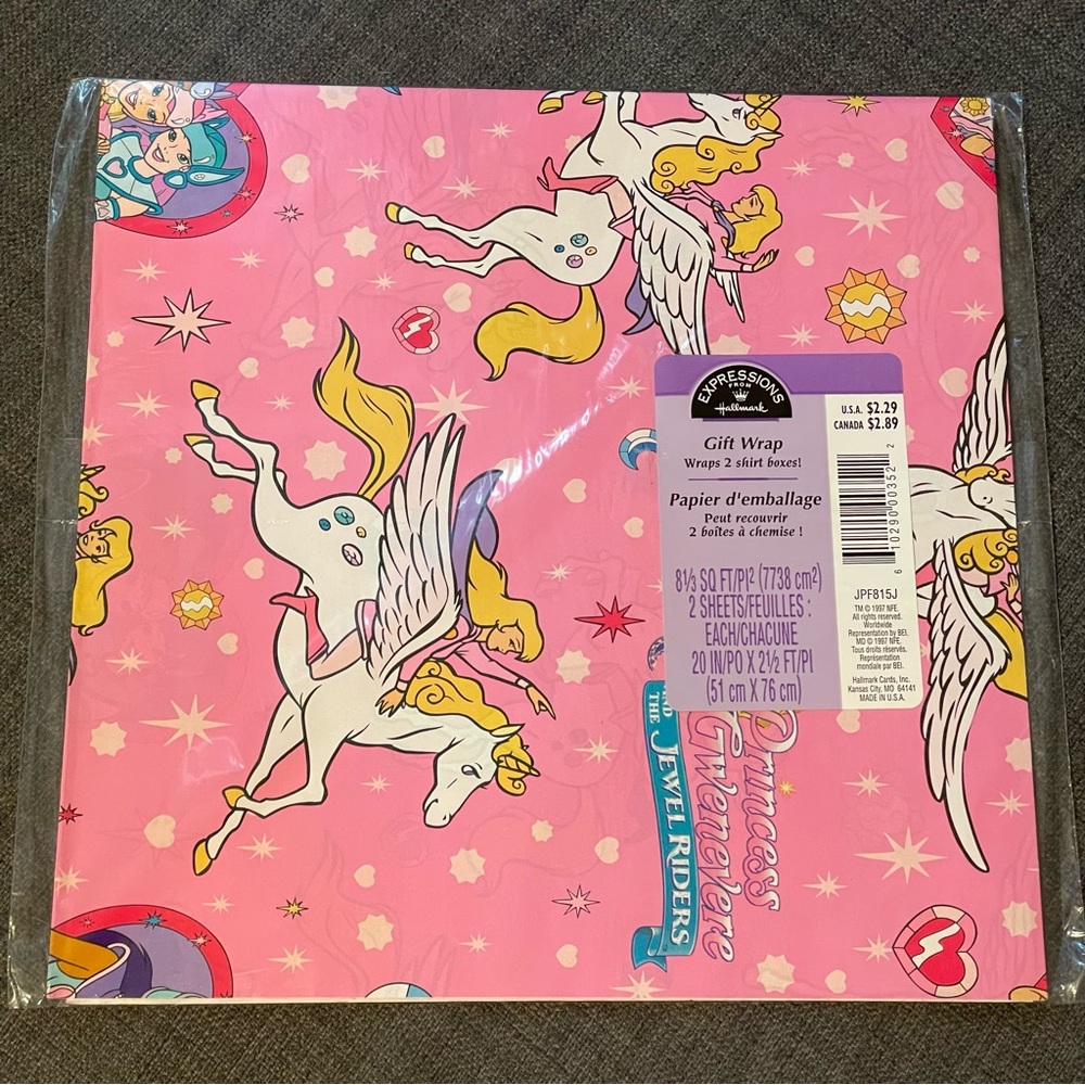 1997 90’s Vintage Princess Gwenevere Jewel Riders Unicorn Gift Wrap Hallmark
